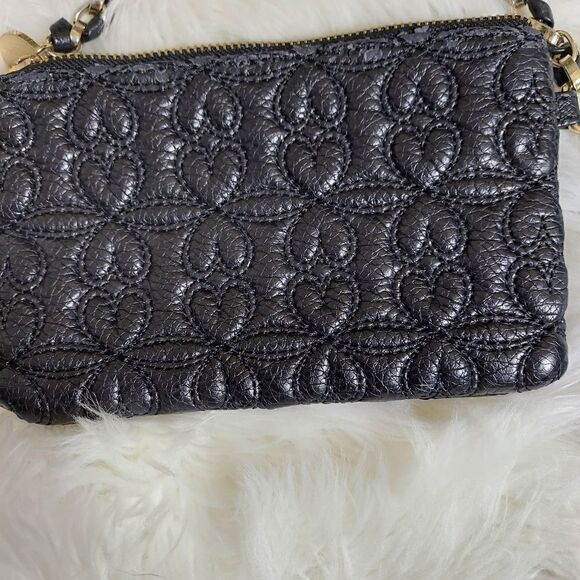 Deux lux quilted black wristlet clutch evening bag - Picture 9 of 10